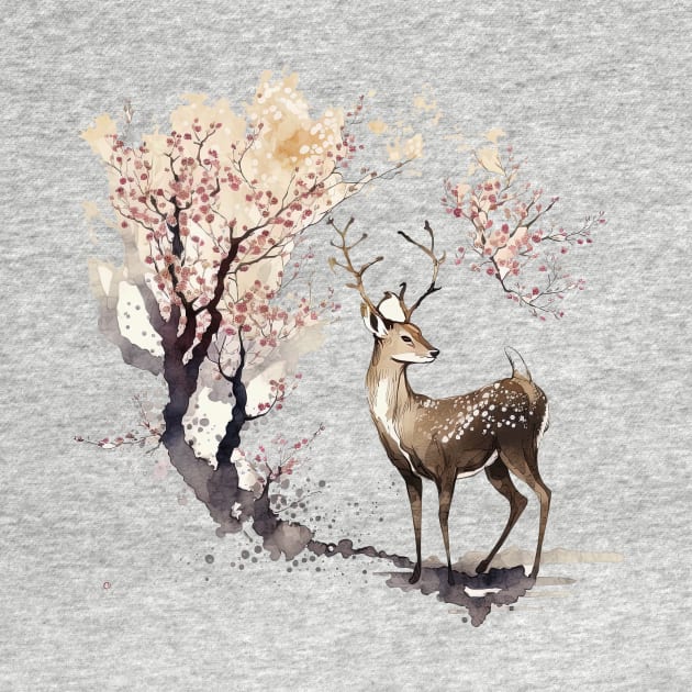 Sakura Serenity: A Majestic Nara Deer by geekmethat